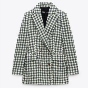 Zara double breasted blazer jacket ecru green size S new with tag